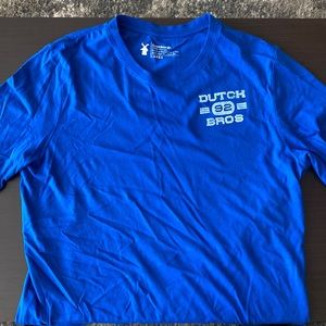 Large blue Dutch bros short sleeve tee shirt.